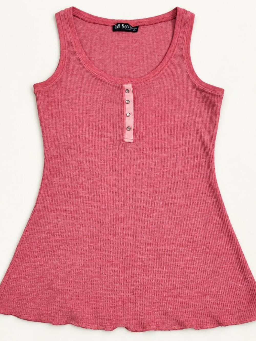 Waffle Knit Henley Tank